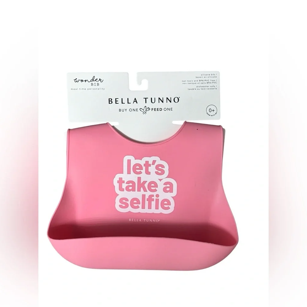 NWT Bella Tunno Infants & Toddlers Silicone Wonder Bib, Flamingo, Pack & Fold